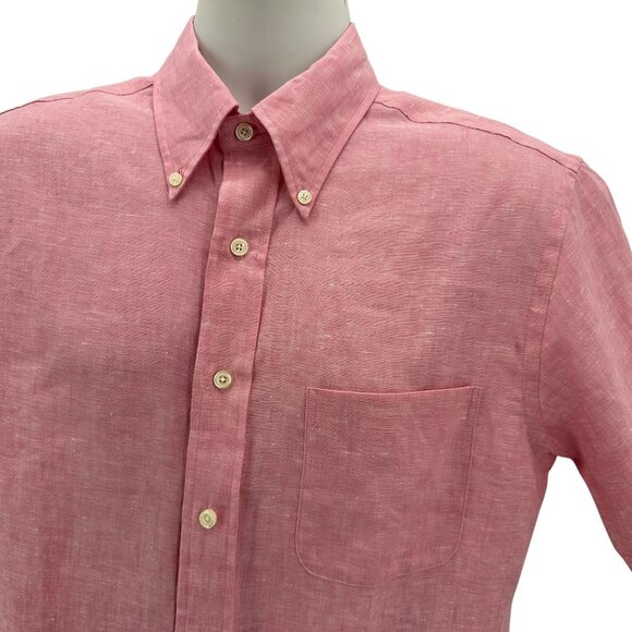 Brooks Brothers Mens Medium Shirt The Original Polo Shirt Irish Linen Pink - Picture 2 of 6